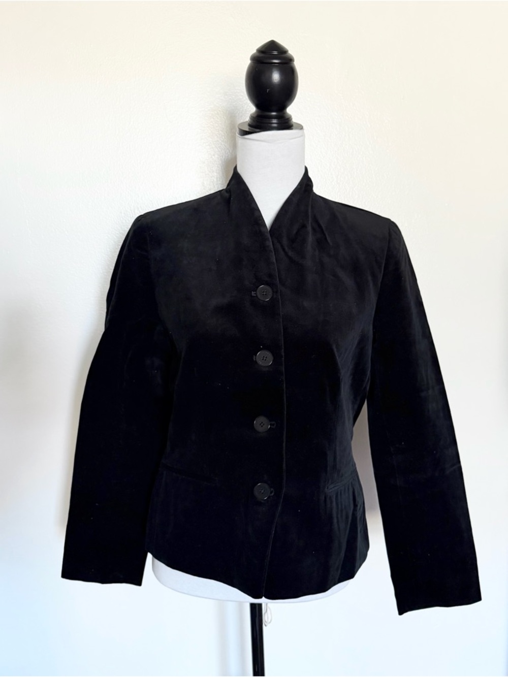 Lauren Ralph Lauren Black Velvet Tailored Button Jacket